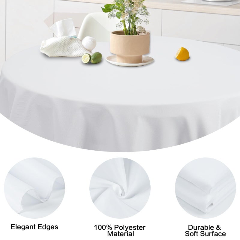 GFCC 96 Inch Round Tablecloth - Round Polyester Tablecloth Round Table Cover Table Cloth for Event Wedding Birthday Party Banquet Restaurant, White - Image 3